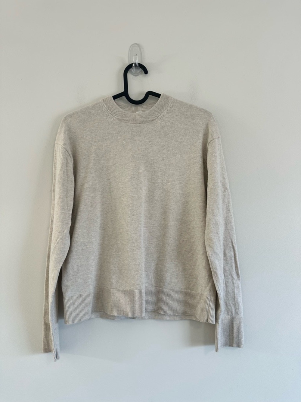 Lululemon Cotton-Cashmere Blend Crewneck Sweater Heathered Natural Ivory Size 0 - Picture 4 of 10